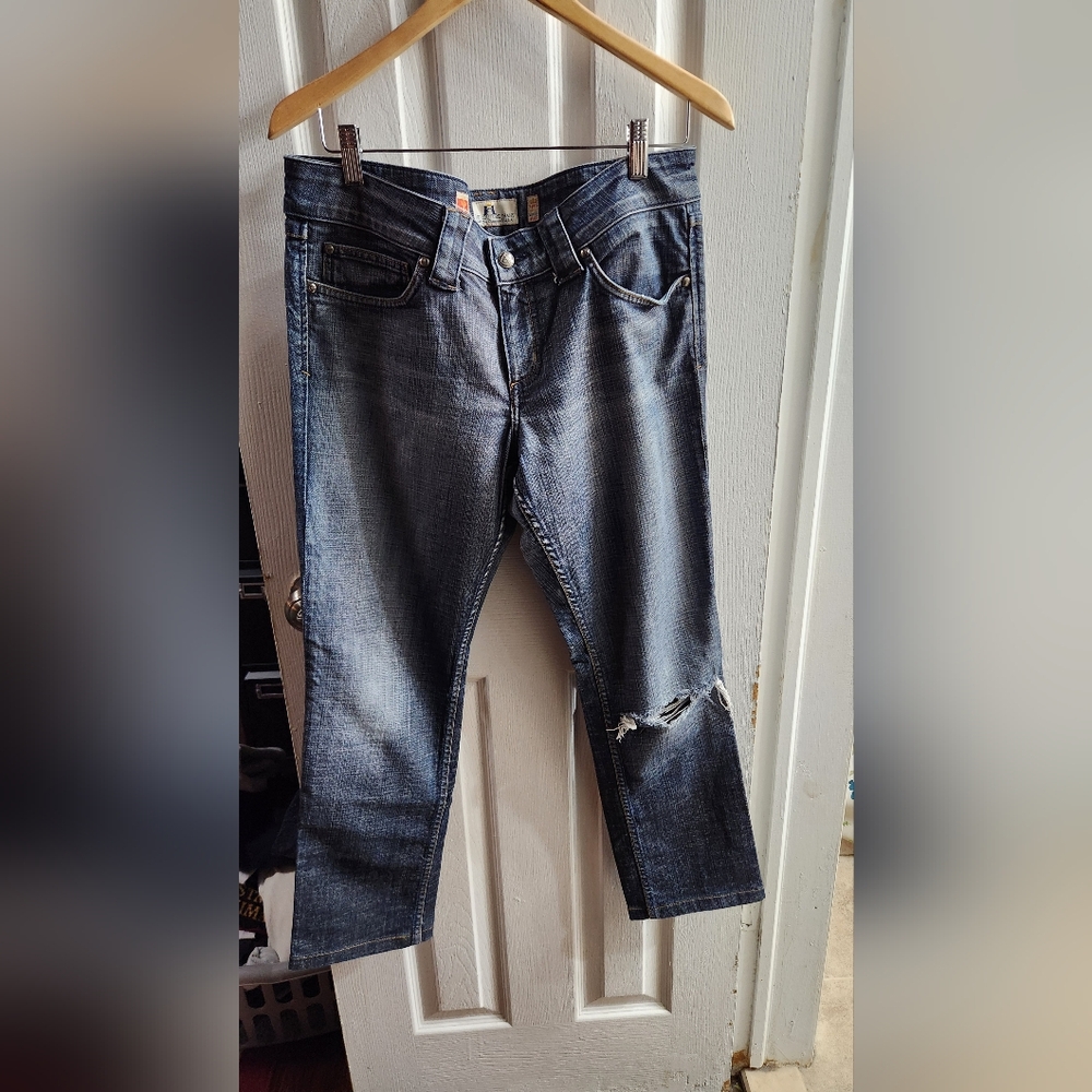 Stylish Blue Distressed Women Jeans - Juicy Couture Size 32 Straight Leg